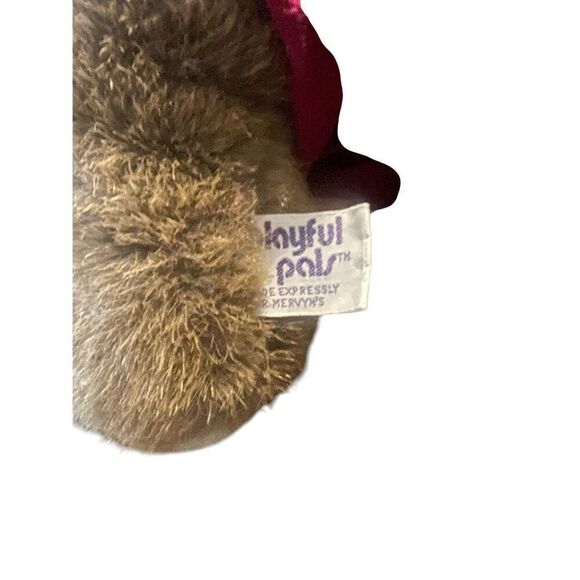 Playful Pals Brown Red Bunny Rabbit Droopy Ears Bib Overalls Plush Stuffed Anima - Picture 5 of 12